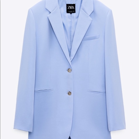 Zara Straight Cut Blazer Bloggers Favorite In Blue XS - Picture 2 of 13